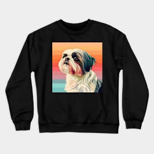 Retro Shih Tzu: Pastel Pup Revival Crewneck Sweatshirt